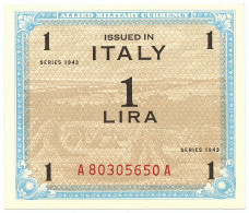 1 LIRA OCCUPAZIONE AMERICANA IN ITALIA MONOLINGUA FLC 1943 SUP+ - Ocupación Aliados Segunda Guerra Mundial