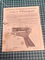 NOTICE POUR ADRESSOGRAPH MOD 70, MEDIC US WW2, SERVICES DE SANTE - 1939-45