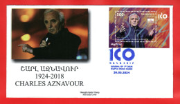 Armenien/Armenie/Armenia 2024, 100th Ann. Charles Aznavour (1924-2018), France, Singer SS Paris - FDC (III) - Armenien