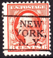 USA Precancels New York 1917 Sc505 6c Washington P.11. NEW / YORK, / N.Y. - Prematasellado