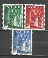 9628-SERIE COMPLETA NORUEGA NORGE 1950 Nº 317/319 HAROLD III FUNDACION OSLO, REALEZA. - Gebraucht