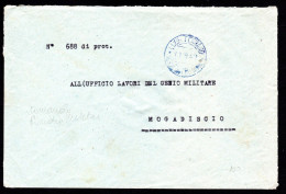 SOMALIA ITALIANA, BUSTA 1940, FRANCHIGIA MILITARE, LUGH FERRANDI X MOGADISCIO - Somalia