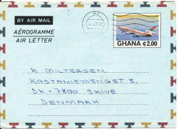 Ghana Aerogramme Sent To Denmark 25-3-1985 - Ghana (1957-...)