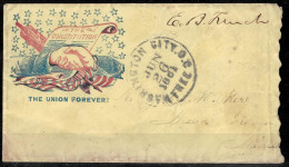 Constitution Of USA - Free Washington City Cancel Civil War Patriotic Cover To Maine - Postal History