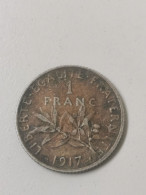 France, 1 Franc Semeuse 1917, Argent - 1 Franc