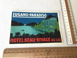 Hotel Beau - Rivage Au Lac In Lugano - Paradiso Zwitserland - Adesivi Di Alberghi