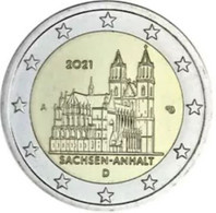 Duitsland 2021  2 Euro Commemo  Letter A   Atelier A  Saksen Anhalt     UNC Uit De Rol  UNC Du Rouleaux - Germania
