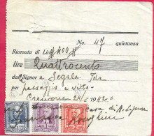 MARCHE DA BOLLO - IMPOSTA SULL'ENTRATA SU RICEVITA - CREMONA*24.5.1942* - Revenue Stamps