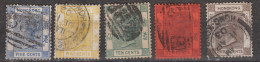 HONG KONG Nrs 37, 38, 40, 41, 45 Used  - 1882-1902 – Watermark CA - Oblitérés