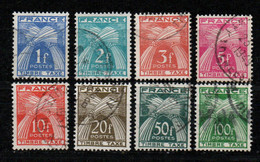 Type Gerbes Avec Légende Timbre-Taxe, 8 Valeurs Oblitérés : 1f 2f 3f 5f 10f 20f 50f Et 100f - 1859-1959 Gebraucht