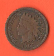 America One Cent 1907 Indian Head USA United States America - 1859-1909: Indian Head