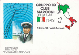 CARTE QSL - CARTOLINA - TEMANICA - GRUPPO DX CLUB MARCONI 1 CHARLIE MIKE - GENOVA - Radio