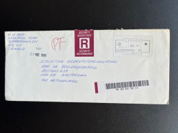 CANADA 1995 REGISTERED LETTER SCARBOROUGH TO AMSTERDAM 21-03-1995 FRAMA ATM - Briefe U. Dokumente