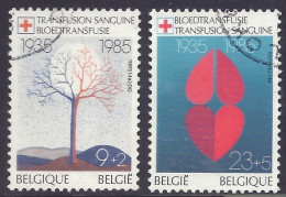 Belgium 1985 - Red Cross Allegory Blood Transfusion - Set 2v. Used - Gebruikt