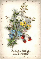 H4027 - Glückwunschkarte - Blumen Golddruck - HACO - Fête Des Mères