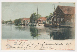 40- PBK Zaandam 1901 - Binnenzaan - Trein Grootrondstempel: Amsterdam - Helder - Zaandam