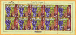 2021 Moldova Moldavie Sheet 1.75 ”Viticulture.” Joint Issue Republic Of Moldova-Romania.Wine, Grapes, Nature  Mint - Emissioni Congiunte