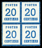 N°6, 20c Bleu En Bloc De Quatre, Frais Et TB (signé Calves/certificat)  Qualité: *  Cote: 1000 Euros - Unused Stamps