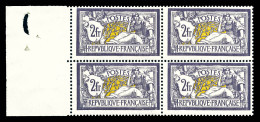 N°122, Merson, 2F Violet Et Jaune En Bloc De Quatre Bord De Feuille Latéral, Grande Fraîcheur, SUP ( - 1900-27 Merson