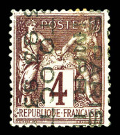 N°14a, 4c Lilas-brun Surchargé 5 Lignes Verticalement (OCTOBRE) SANS QUANTIÈME, SUP (signé Calves/ce - 1893-1947