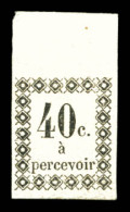 N°3, 40c Noir, Bord De Feuille Supérieur. SUP. R.R. (signé Brun/certificat)  Qualité: **  Cote: 4000 - Segnatasse