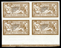 N°120a, 50c Brun Et Gris En Bloc De Quatre NON DENTELE (2ex*), Bas De Feuille Avec Liseret, SUPERBE  - 1872-1920