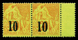 N°4C Et 4B, 10 Sur 20c Brique Sur Vert: Types III Et IV Se Tenant En Paire Bord De Feuille (position - Unused Stamps