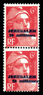 JERUSALEM N°3aa, Gandon Avec Variété Surcharge Déplacée Tenant à Normal. SUP. R.R. (certificat)  Qua - Other & Unclassified