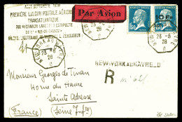 N°4, Pasteur 10F Sur 1F50 Bleu Surchargé à Bord Du Paquebot 'Ile De France' (+N°181) Sur Lettre Reco - 1927-1959 Storia Postale