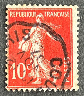 FRA0138Uay2 - Type Semeuse Camée à Inscriptions Grasses - 10 C Blood Red Used Stamp - Type IA - 1907 - France YT 138a - 1906-38 Semeuse Camée