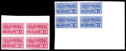 N°156a/57a, 10c Lilas-rose Et 15c Outremer, Les 2 Valeurs En Bd4 Non Dentelé Bdf (n°157 1ex*). TTB ( - Neufs