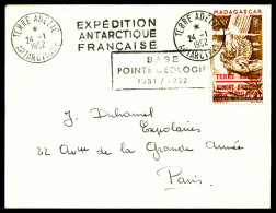 N°1, PA 1 Sur Lettre Du 24 Janvier 1952 Avec Cachet BASE POINTE GEOLOGIE 1951-1952 à Destination De  - Posta Aerea