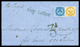 Aigle 10c Bistre +20c Bleu Sur Lettre Du 11 Avril 1868 De St DENIS Pour PORT LOUIS (Ile Maurice), Au - Lettres & Documents
