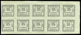 N°11a, 35c Gris: 'UADELOUPE' (case 7) Tenant à Normaux Dans Un Bloc De Dix (4 Ex *). SUPERBE. R. (ce - Timbres-taxe