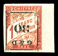 N°14a, 30 Sur 1f Rose Sur Paille: 'surcharge Renversée' (compo 2 Case 26), Bdf. SUP. R. (certificat) - Timbres-taxe