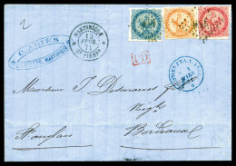 Affranchissement Tricolore Double Port (Aigle N°4, 5 Et 6), Tarif Martinique-France Par Voie Anglais - Cartas & Documentos