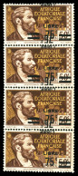 N°139, 75c Sur 50c Brun Et Jaune Foncé: Bande De 4 Avec 3 Exemplaires Double Surcharge Dont Une Renv - Unused Stamps