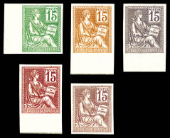 N°117, 15c Mouchon, 5 Essais De Couleurs Différentes. TB (certificat)  Qualité: (*)  Cote: 675 Euros - Essais De Couleur 1900-1944