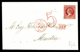 N°49, 12 C Carmin Et Chamois Obl Pc '1896' Sur Lettre Du 10 Août 1861 Pour Marseille. TTB  Qualité:  - Storia Postale