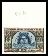 N°319B, Non émis 200f Brun-violet Et Bleu Non Dentelé, Bdf, TTB (certificat)  Qualité: **  Cote: 450 - Unused Stamps