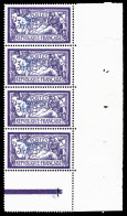 N°206c, 3F Violet Et Bleu, CENTRE DEPLACE En Bande De Quatre Coin De Feuille, Très Bon Centrage, SUP - Nuovi