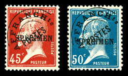 N°67/68 CI 1, Pasteur, 45c Rouge Et 50c Bleu Surchargés SPECIMEN. TTB (certificat)  Qualité: **  Cot - Corsi Di Istruzione