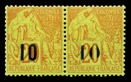 N°4, 10 Sur 20c Brique Sur Vert: Types V Et VI Se Tenant (n°4D Et 4E), Fraîcheur Postale. SUPERBE. R - Unused Stamps