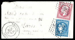 Boule De Moulins 80c Non Lauré (N°24) Et 20c Bordeaux Type II (N°45) Obl GC 3936 + Càd De Thiers Le  - Oorlog 1870
