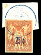 N°7B, 25c Sur 40c Orange Sur Son Support. SUP. R.R. (signé/certificats)  Qualité: Oblitéré  Cote: 30 - Used Stamps