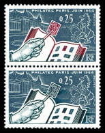 N°1403, 25c Philatec: Exemplaire Sans La Couleur Rouge Tenant à Normal. SUPERBE. R.R. (signé Calves/ - Unused Stamps