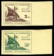 N°8/9, Paire St Nazaire NON DENTELEE, Bord De Feuille Latéral. SUP (signés Scheller/certificat)  Qua - Guerre (timbres De)