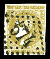 N°43Ab, 10c Bistre-verdâtre, Filet Latéral Effleuré à Droite. B (signé Calves)  Qualité: Oblitéré  C - 1870 Emission De Bordeaux