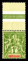 N°15a, 1F Olive 'Double Légende INDO-CHINE', Bord De Feuille. Fraicheur Postale. SUPERBE. R. (certif - Neufs