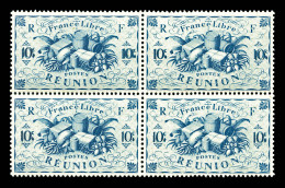 N°234a, 10c Bleu, Double Impression De La Valeur En Bloc De Quatre. SUP (certificat)  Qualité: **  C - Unused Stamps